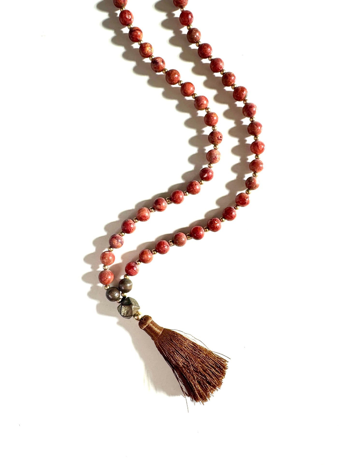 Red Coral & Pyrite Mala