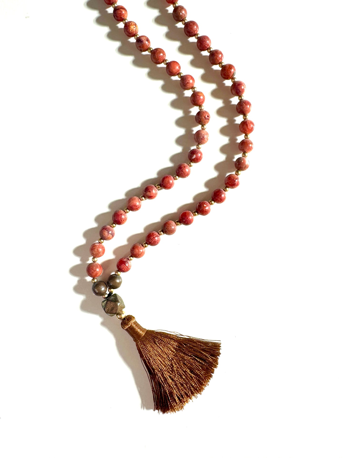 Red Coral & Pyrite Mala