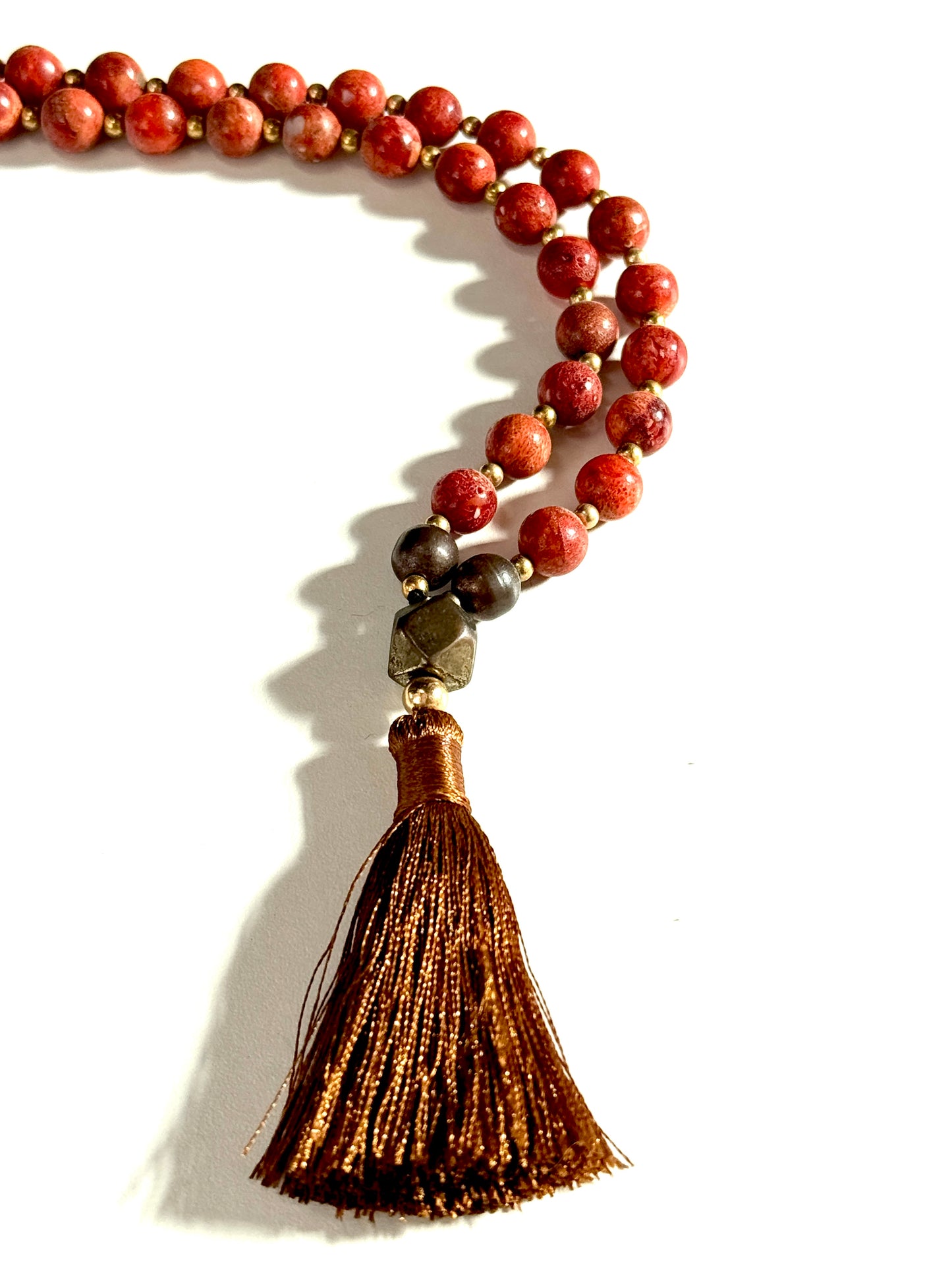 Red Coral & Pyrite Mala